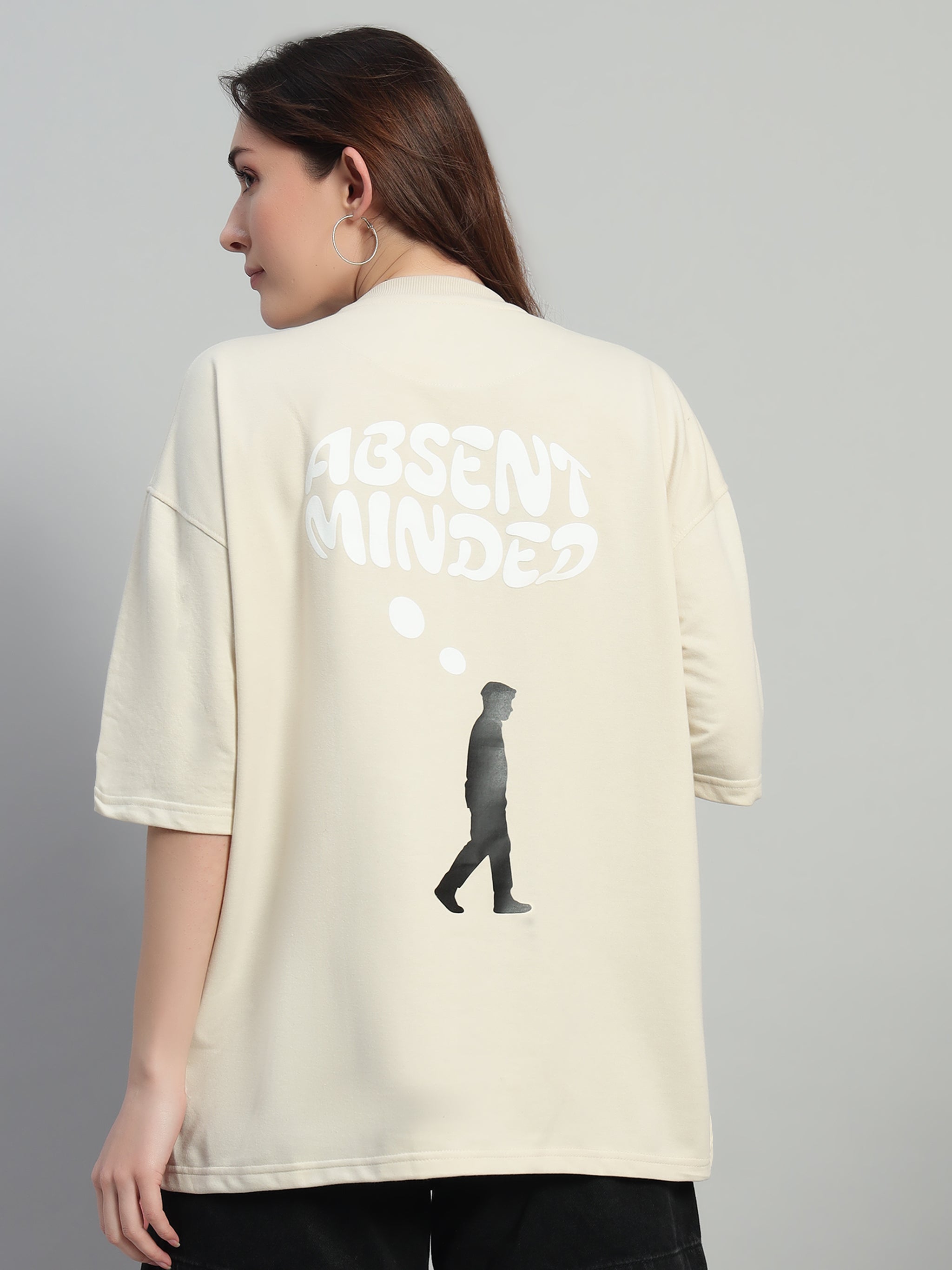 Absent Minded Beige Oversized T-Shirt