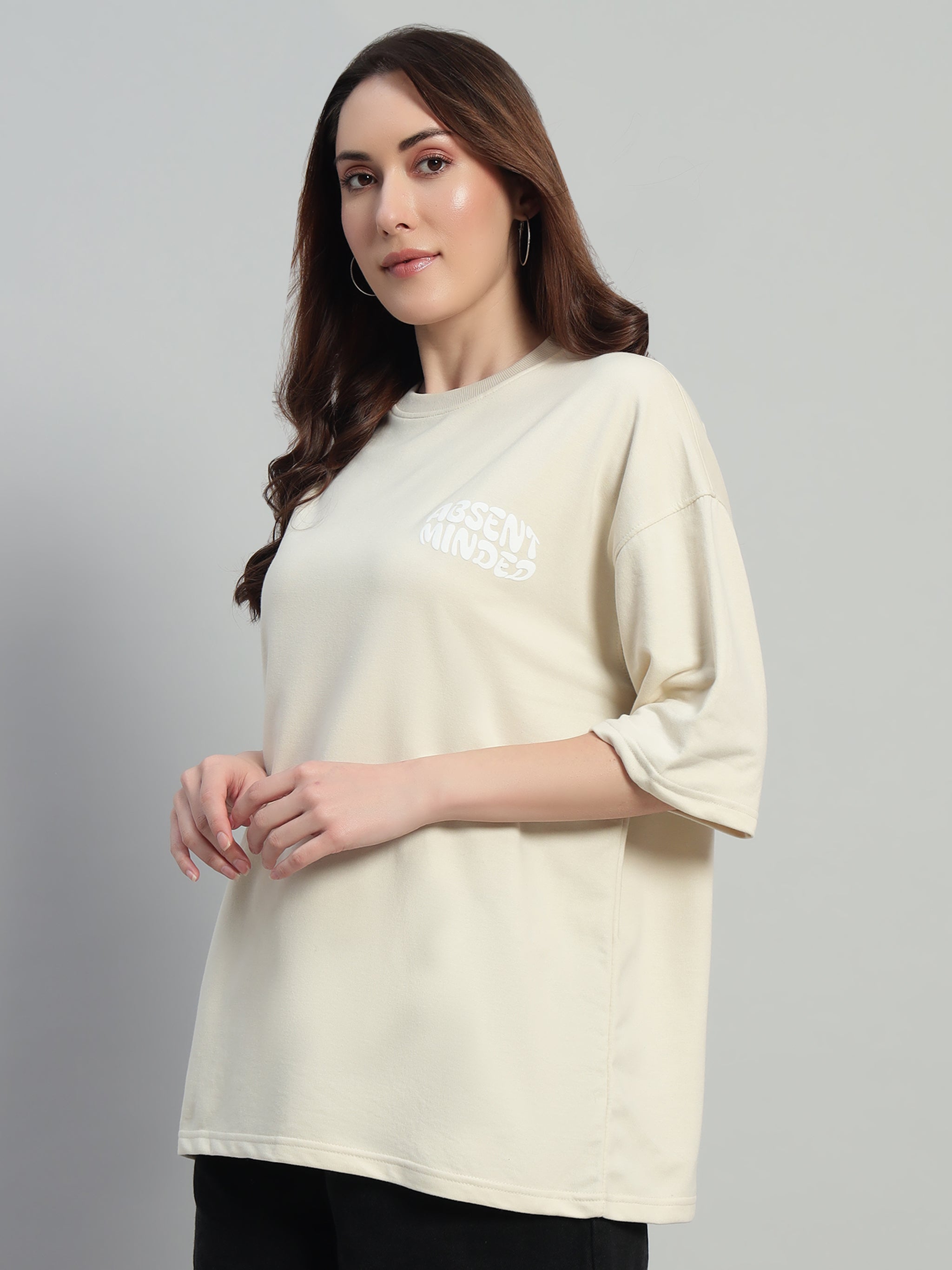 Absent Minded Beige Oversized T-Shirt