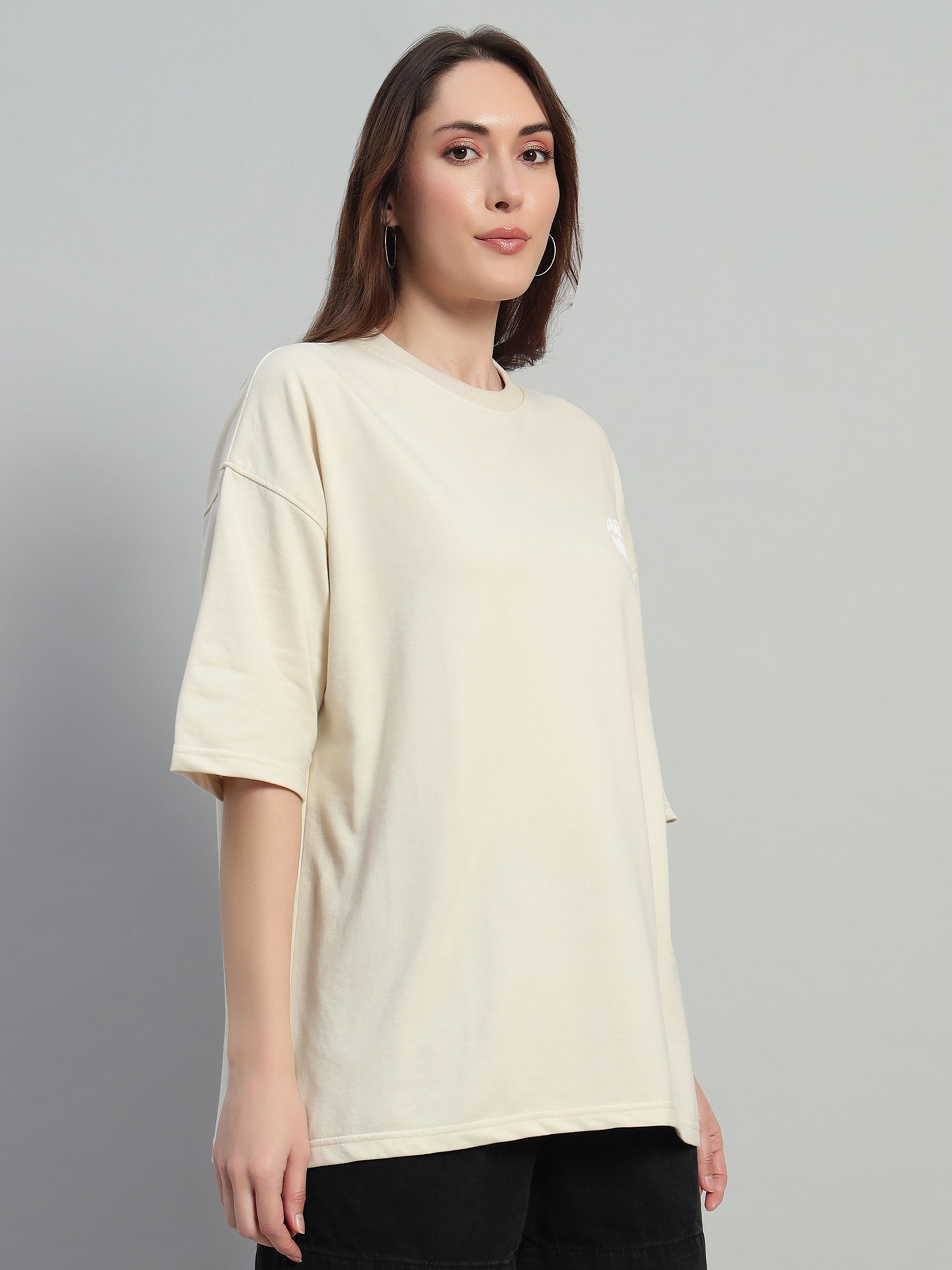 Absent Minded Beige Oversized T-Shirt