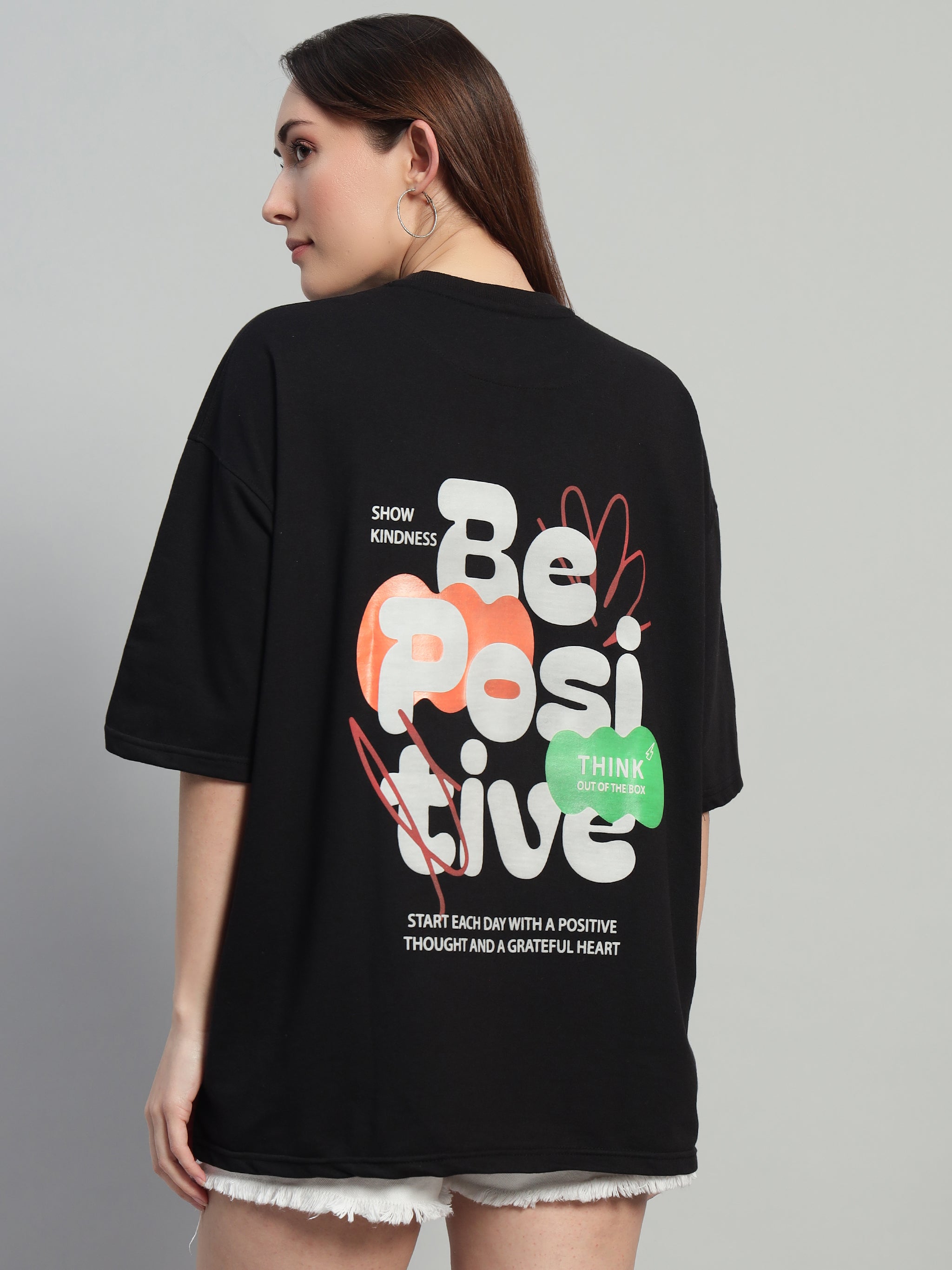 Be Positive Black Oversized T-Shirt