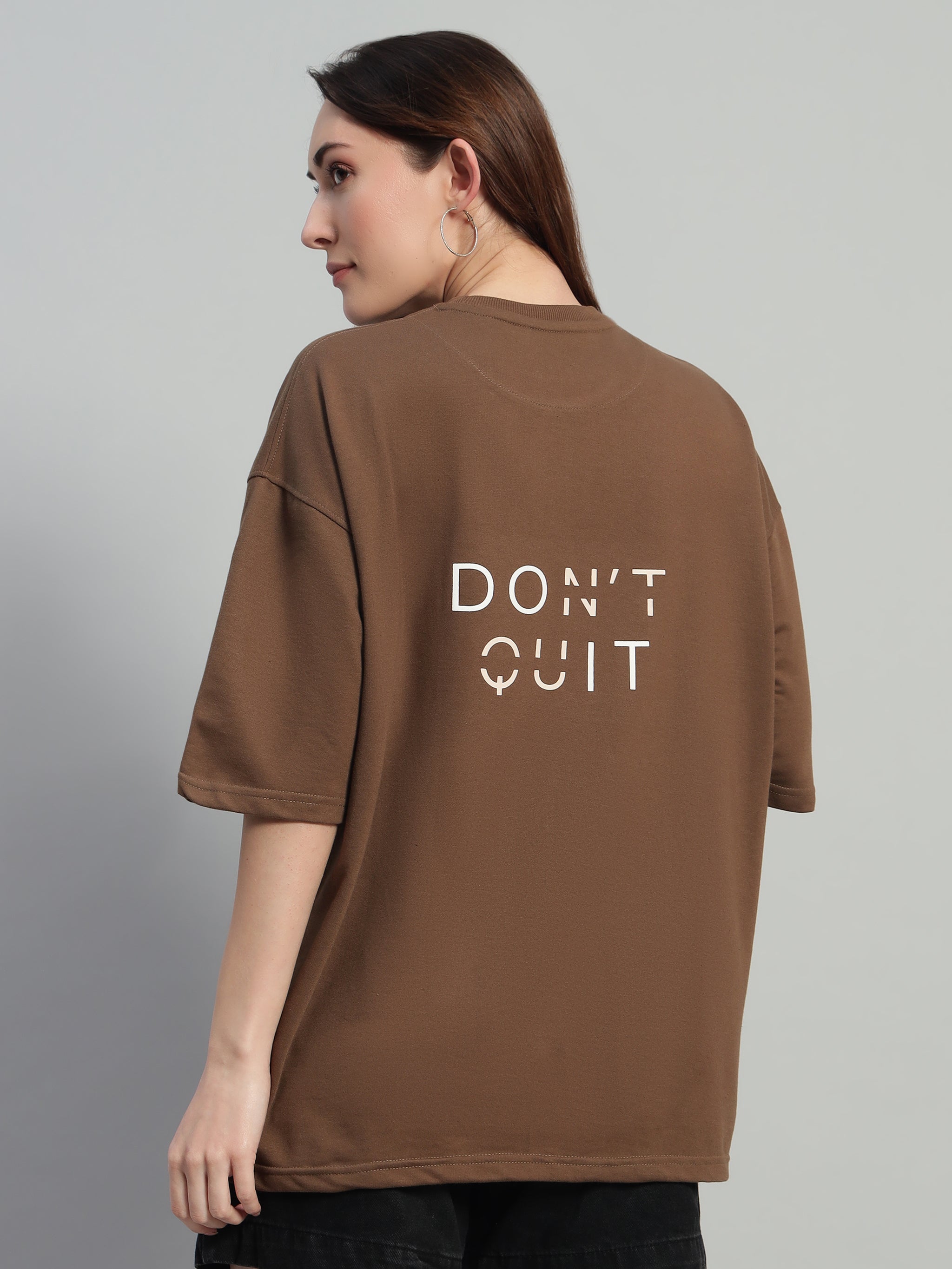 Don't Quit Brown Oversized T-Shirt