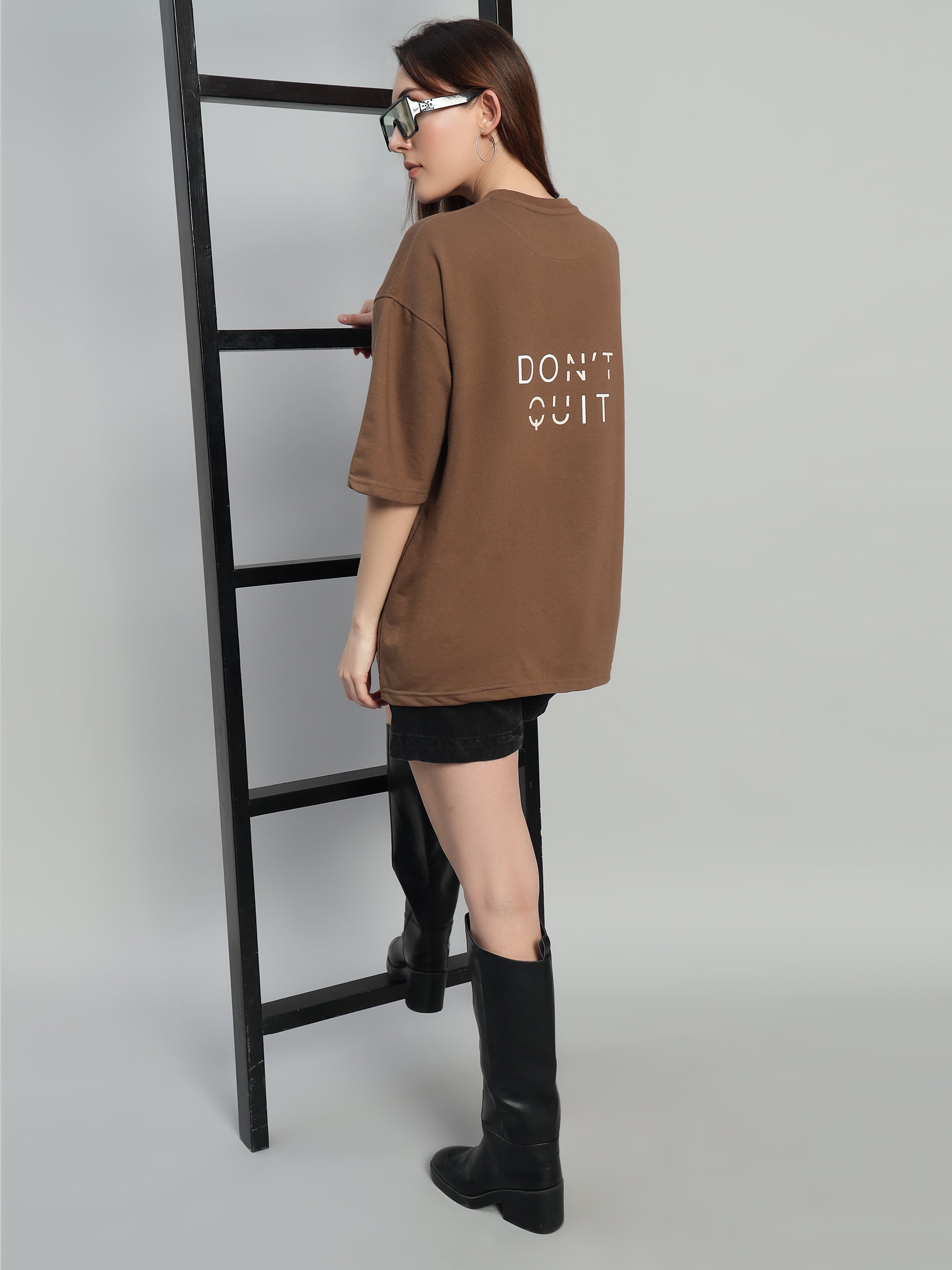 Don't Quit Brown Oversized T-Shirt