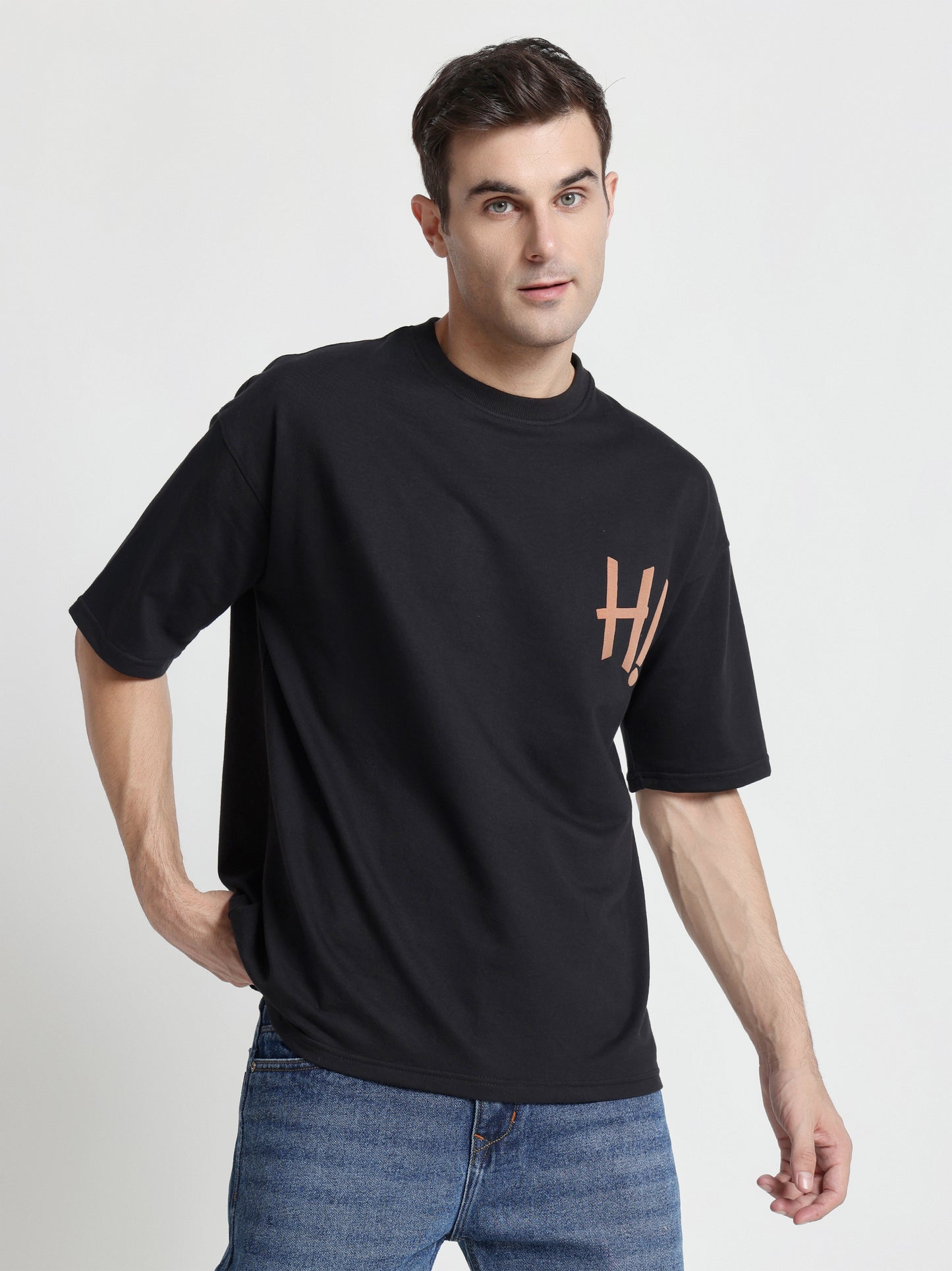 Hi Black Oversized T-Shirt