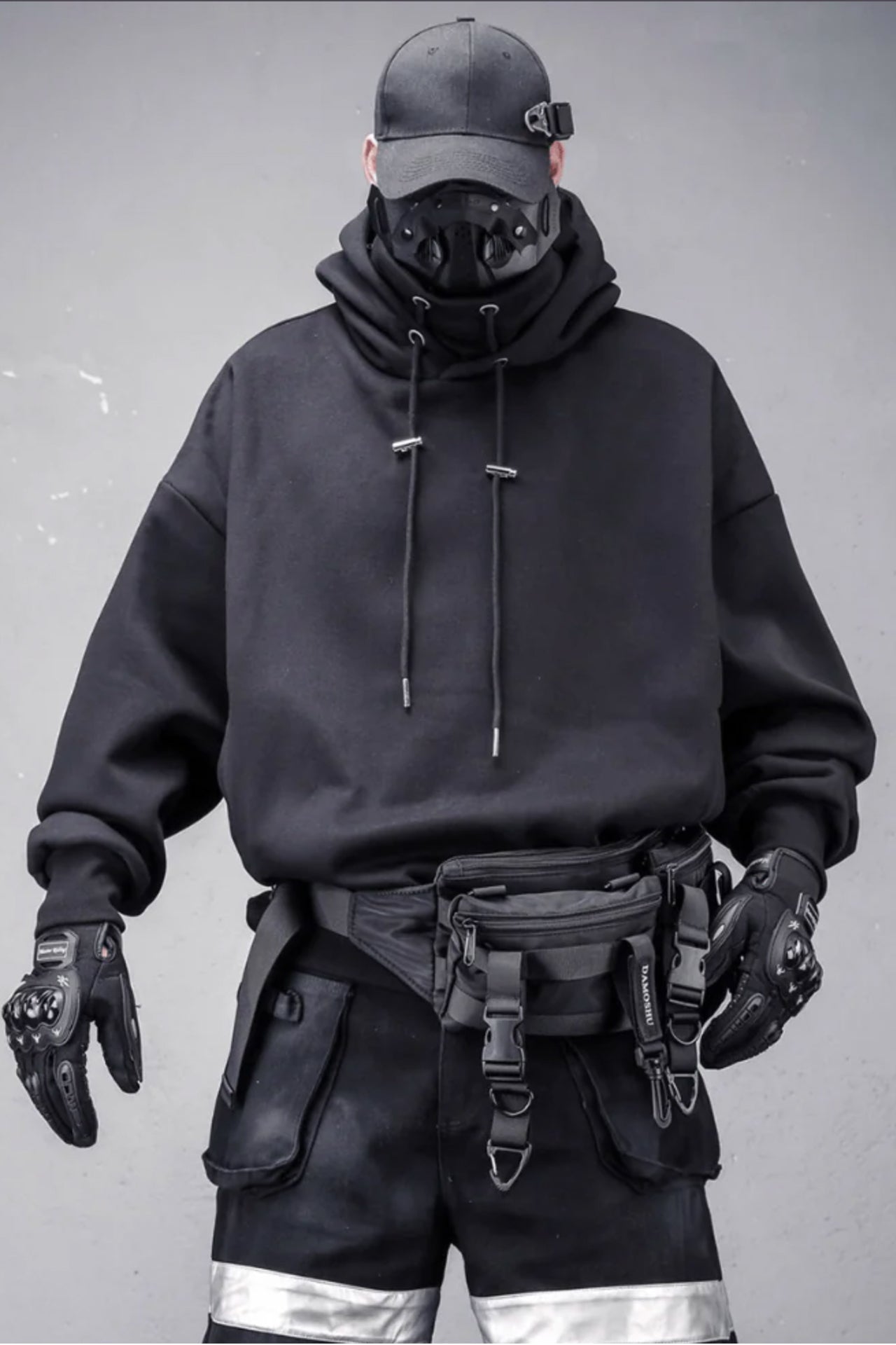 ShadowOps High-Neck Hoodie – Stealth Black