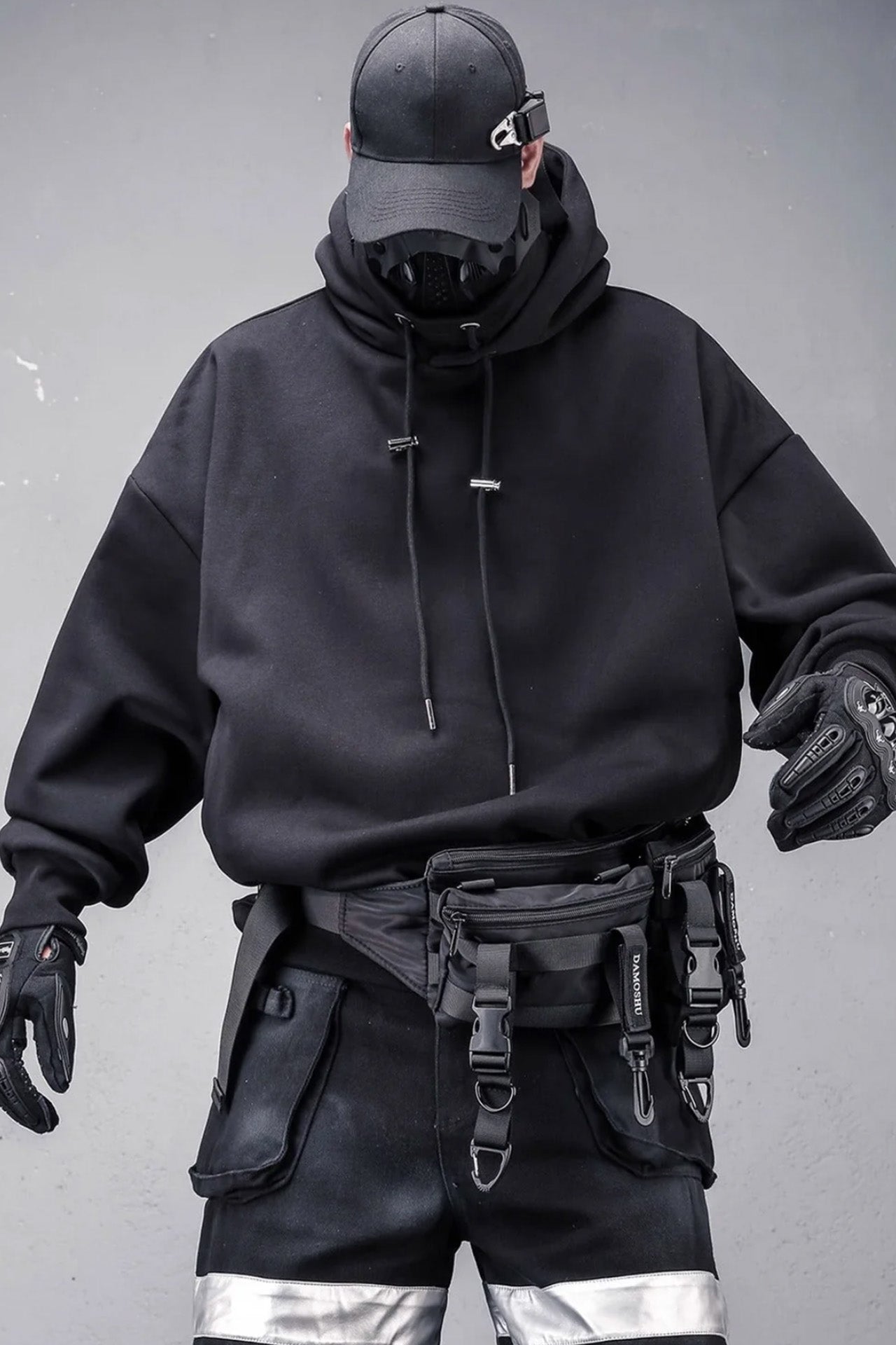 ShadowOps High-Neck Hoodie – Stealth Black