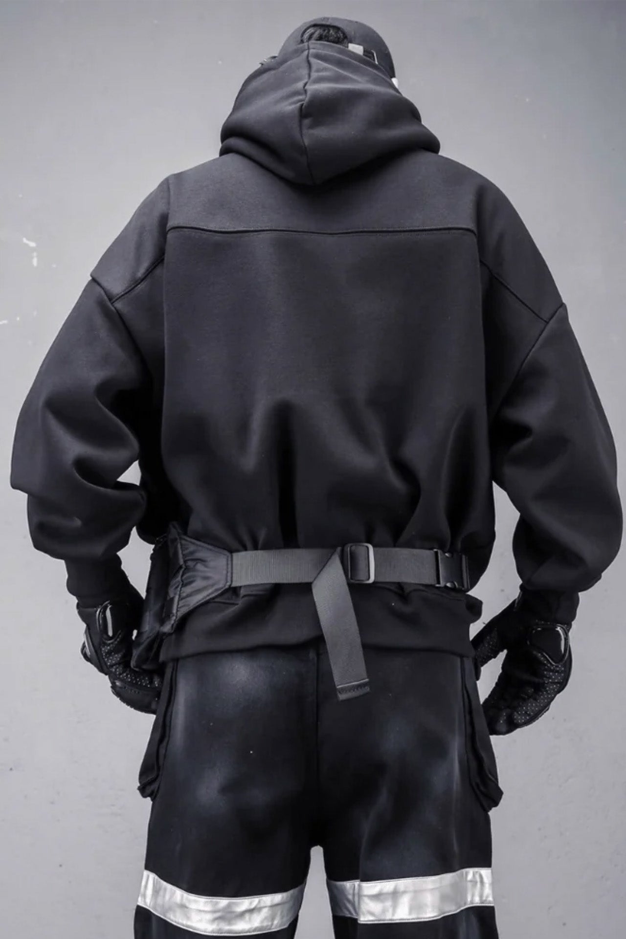 ShadowOps High-Neck Hoodie – Stealth Black