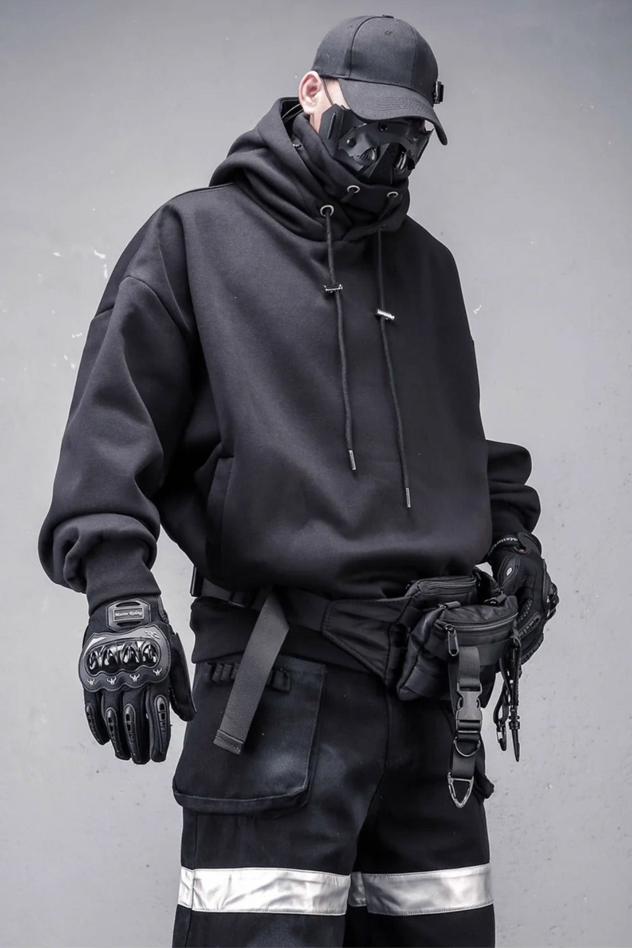 ShadowOps High-Neck Hoodie – Stealth Black