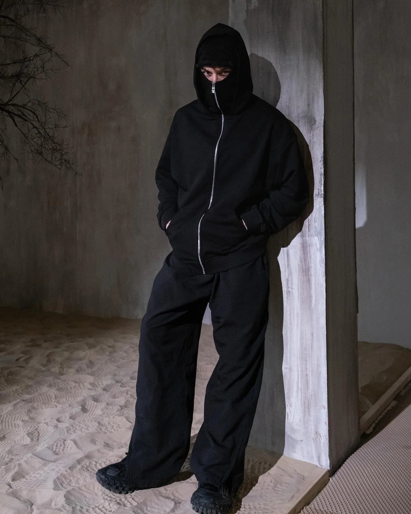 WESTYN Balaclava Zip-Up Hoodie – Heavyweight 380 GSM (Black)