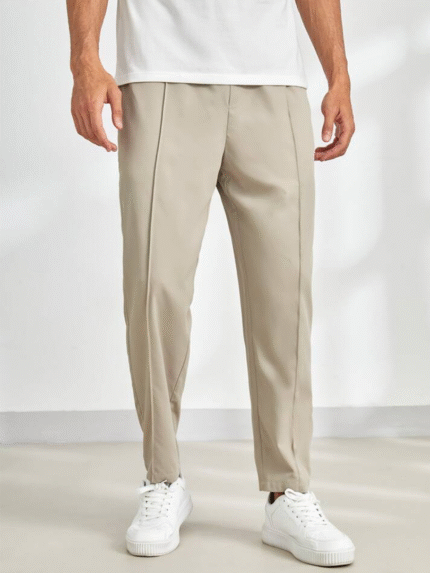 Beige Tapered Fit Joggers