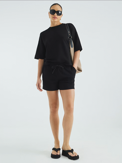Classic Black Lounge Shorts Co-ord Set